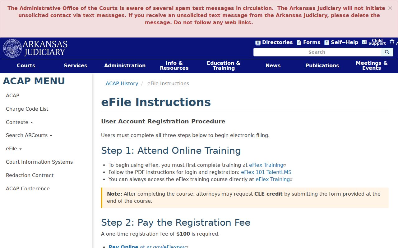 Arkansas eFlex instructions distinguished from a Desha County docket search