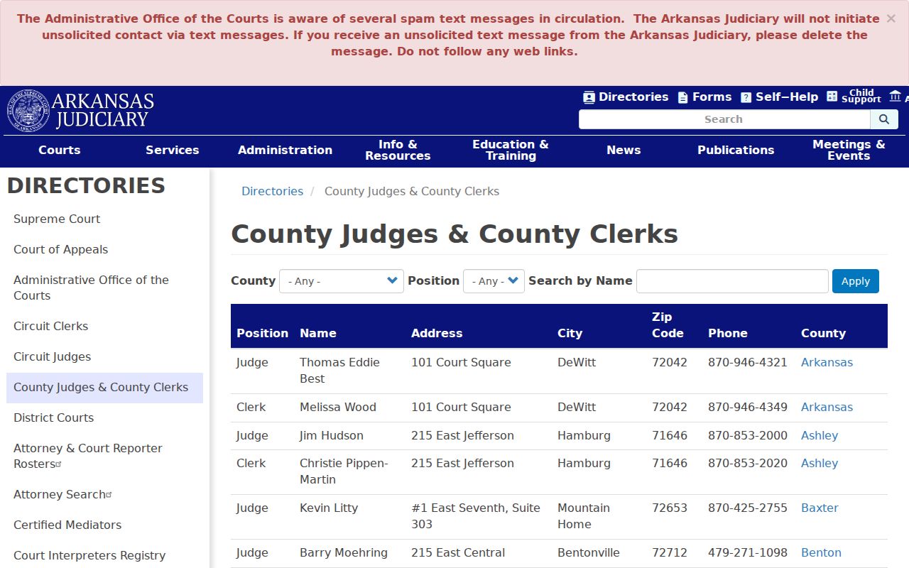 Desha County civil court docket county office directory