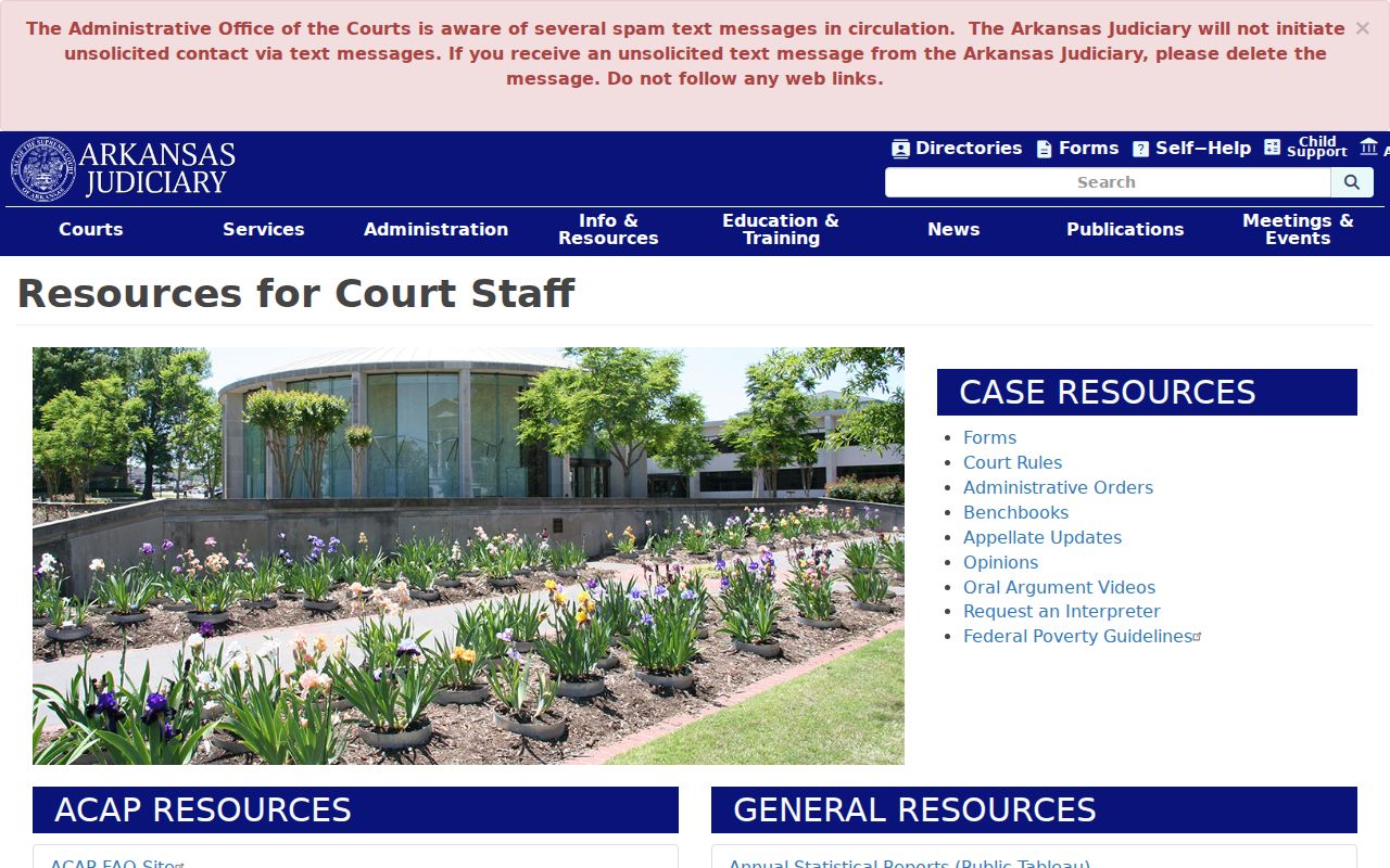 Desha County court schedule resources on the Arkansas Judiciary court staff page