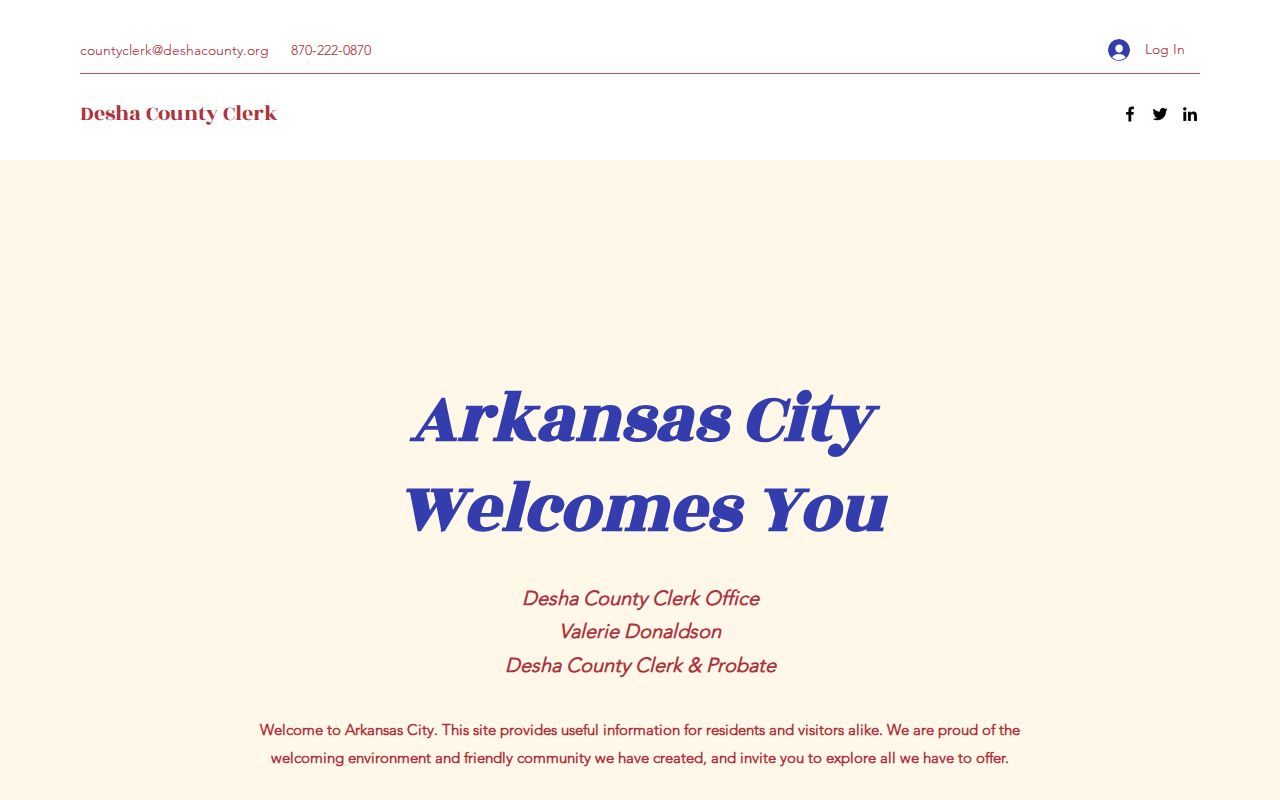 Official Desha County Clerk site relevant to Desha County court case records