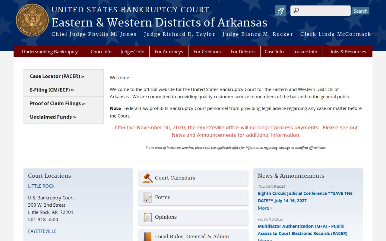 Arkansas Bankruptcy Court source for federal Desha County court case records