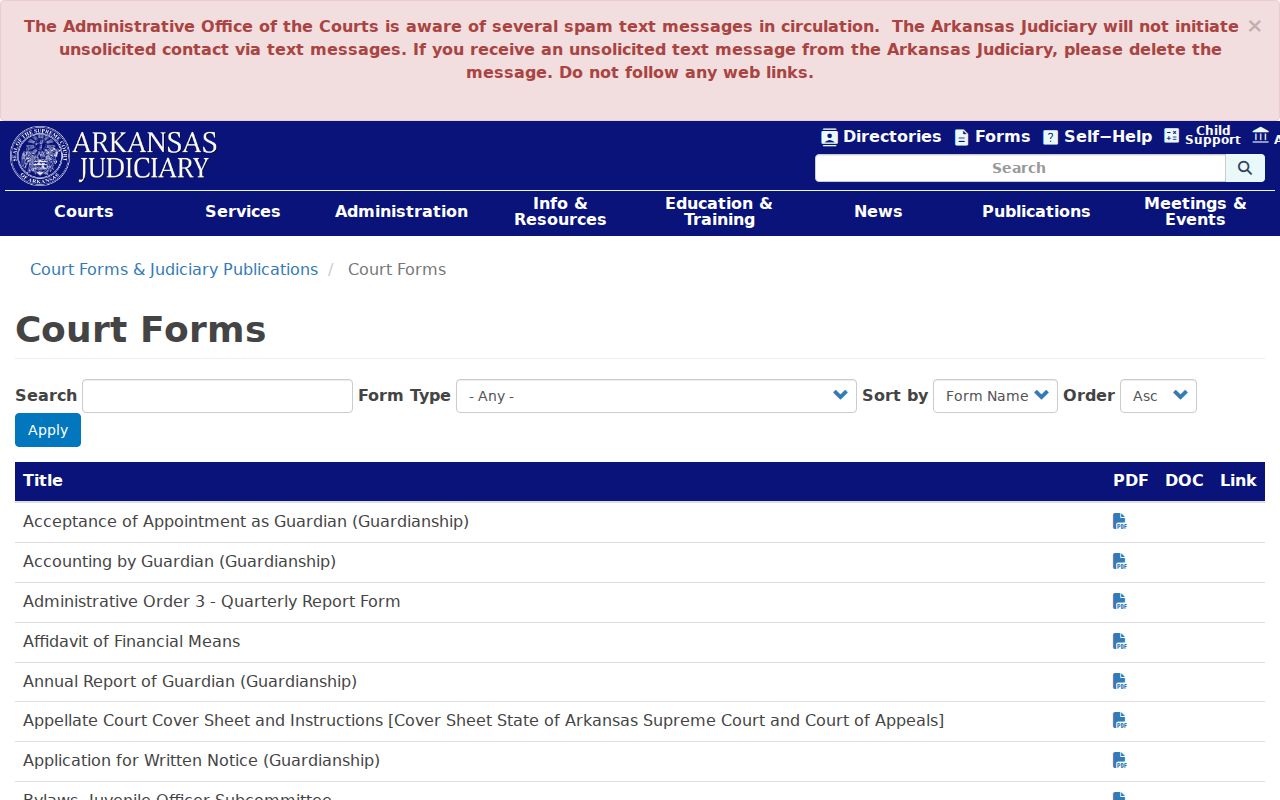 Desha County criminal docket forms and disposition resources