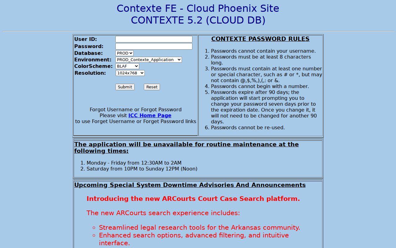 Desha County court docket Contexte system page