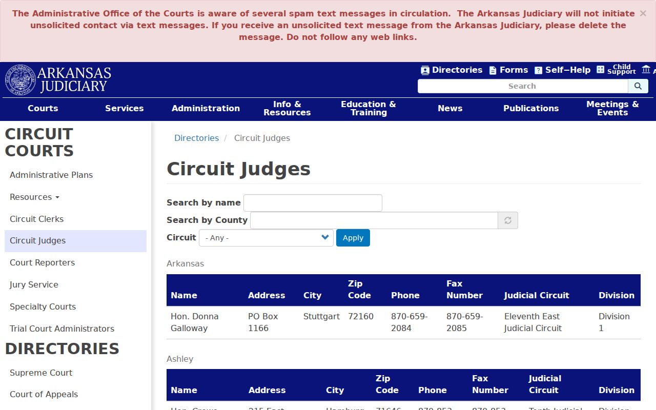 Desha County court docket Circuit judge directory