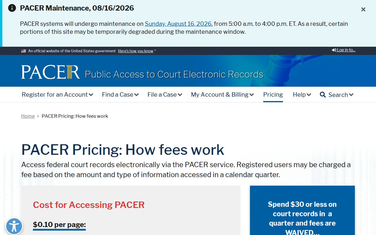 Desha County traffic court records and separate PACER pricing system